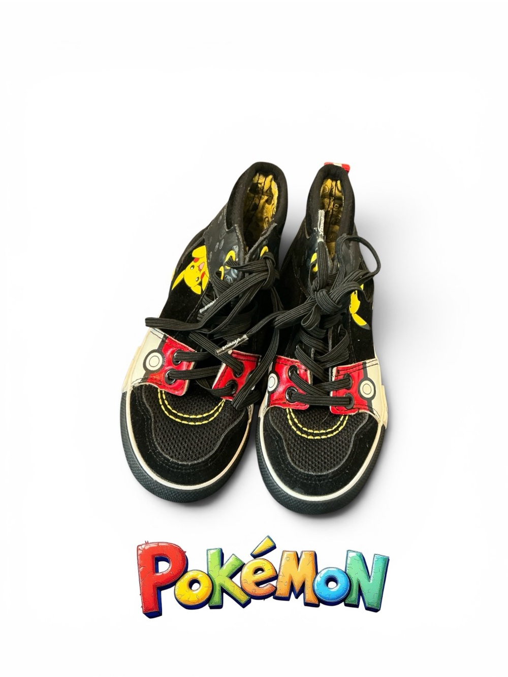 Pokemon Black, Red & Yellow Kids High-Top Sneakers